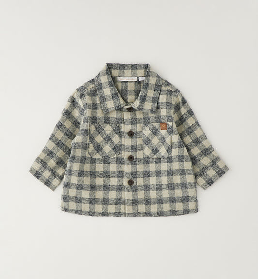 MINIBANDA - camicia quadri flanella grigio - invernale
