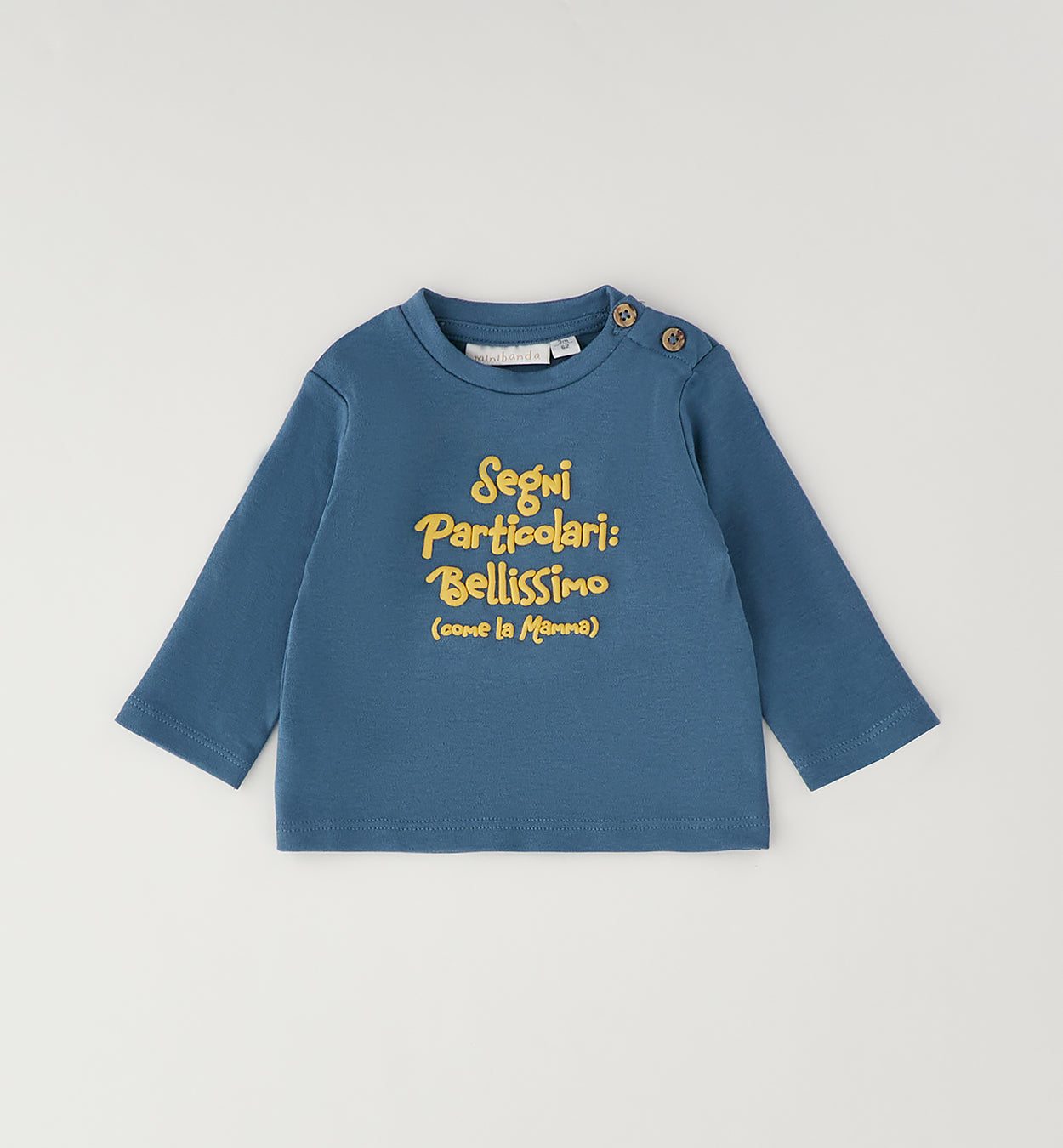 MINIBANDA - t-shirt "bellissimo come la mamma" blu/giallo - invernale
