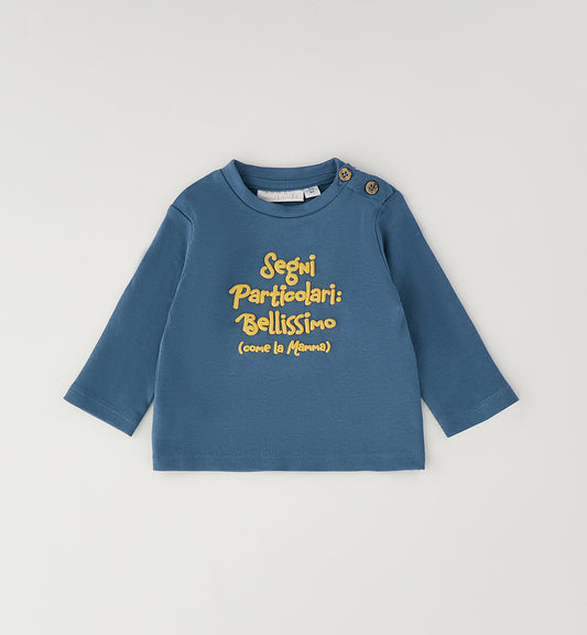 MINIBANDA - t-shirt "bellissimo come la mamma" blu/giallo - invernale