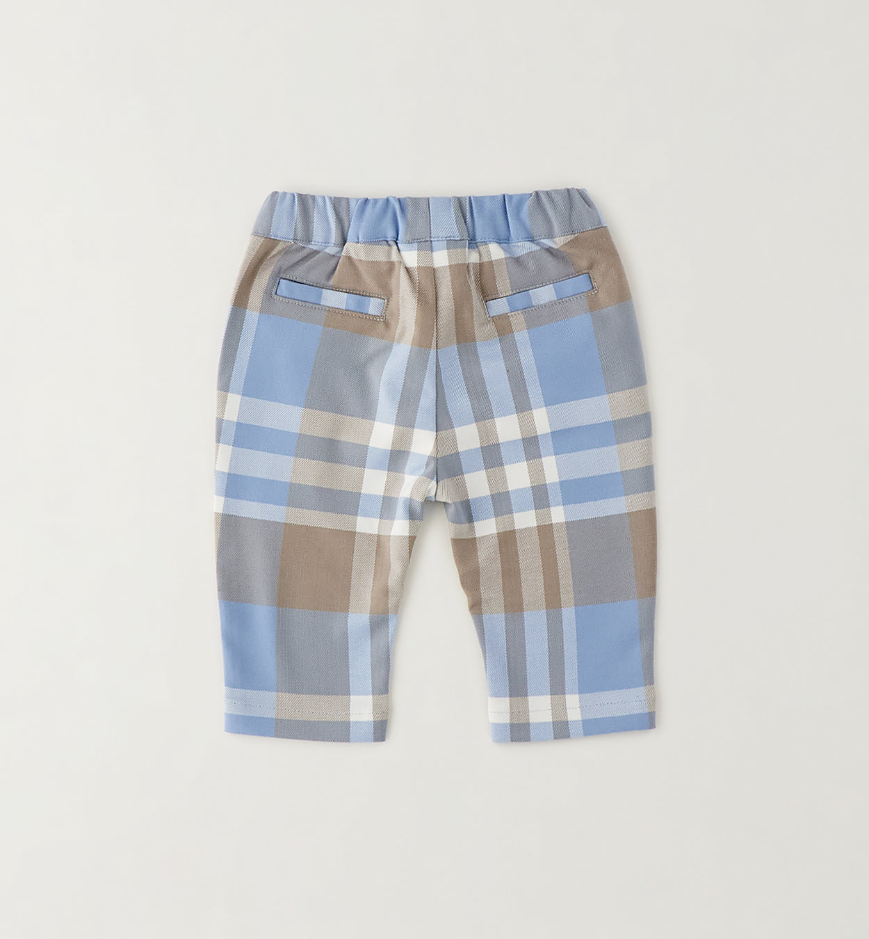 MINIBANDA - pantalone quadri azzurro/beige - invernale