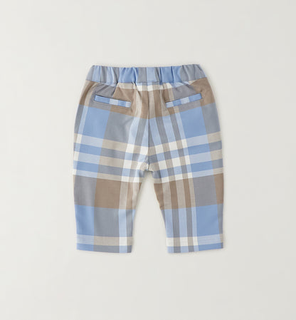 MINIBANDA - pantalone quadri azzurro/beige - invernale