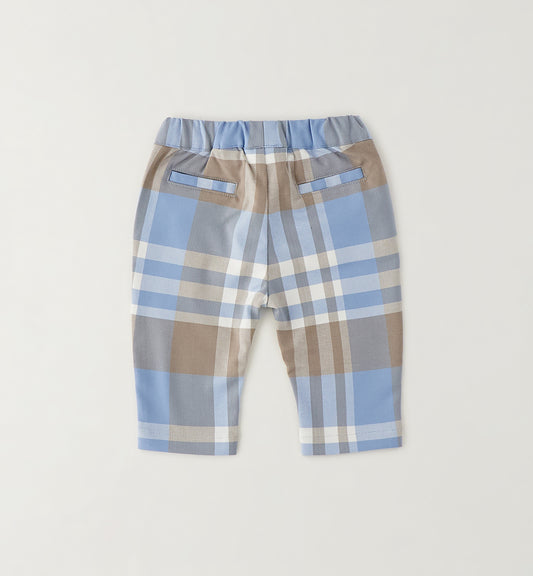MINIBANDA - pantalone quadri azzurro/beige - invernale