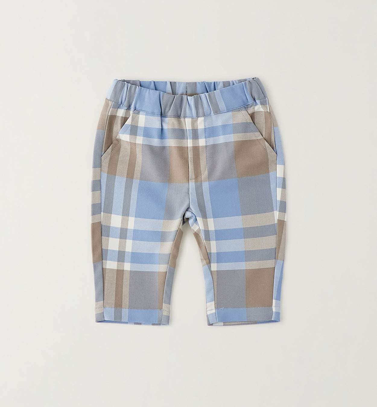 MINIBANDA - pantalone quadri azzurro/beige - invernale