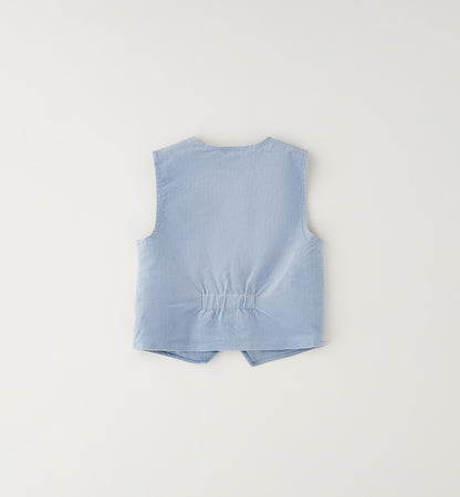 MINIBANDA - gilet millerighe velluto azzurro- invernale