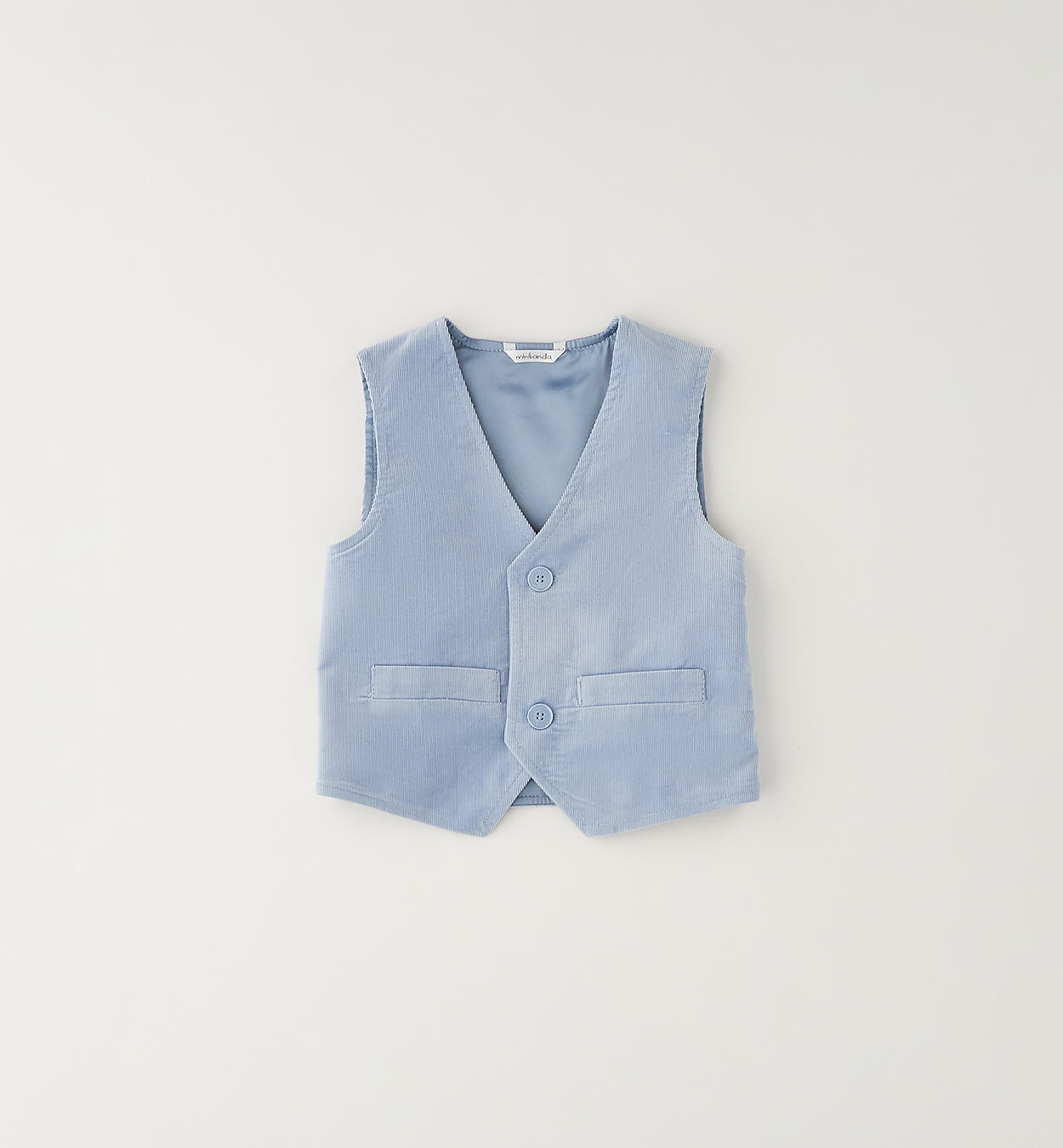 MINIBANDA - gilet millerighe velluto azzurro- invernale