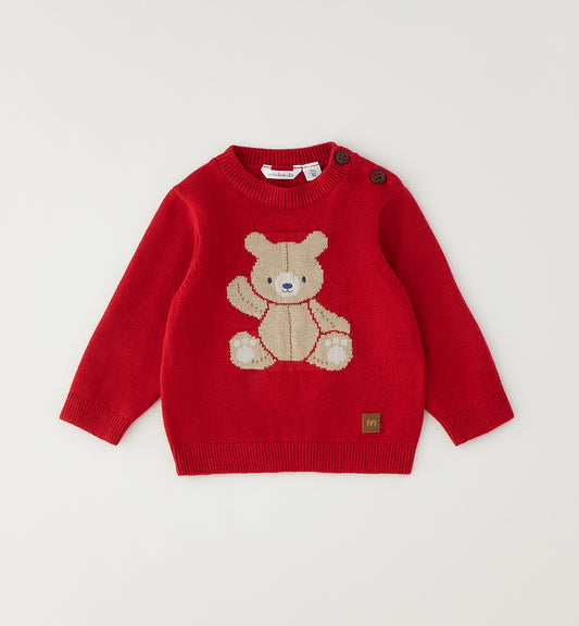 MINIBANDA - maglioncino orsetto rosso - invernale