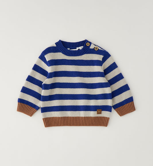 MINIBANDA - maglioncino righe blu/beige- invernale