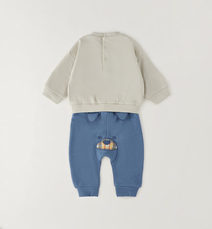 MINIBANDA - tuta 2 pezzi dog azzurro/beige - invernale