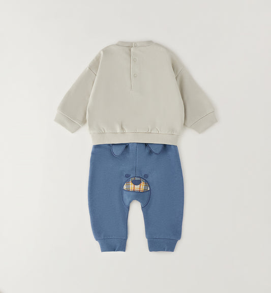 MINIBANDA - tuta 2 pezzi dog azzurro/beige - invernale