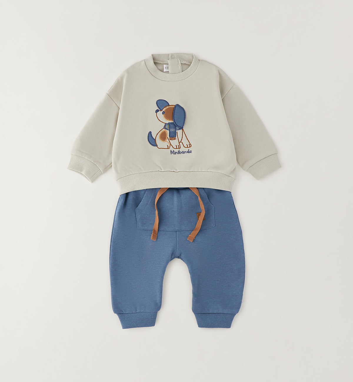 MINIBANDA - tuta 2 pezzi dog azzurro/beige - invernale