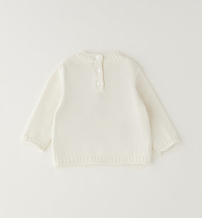 MINIBANDA - maglione cuori bianco- invernale