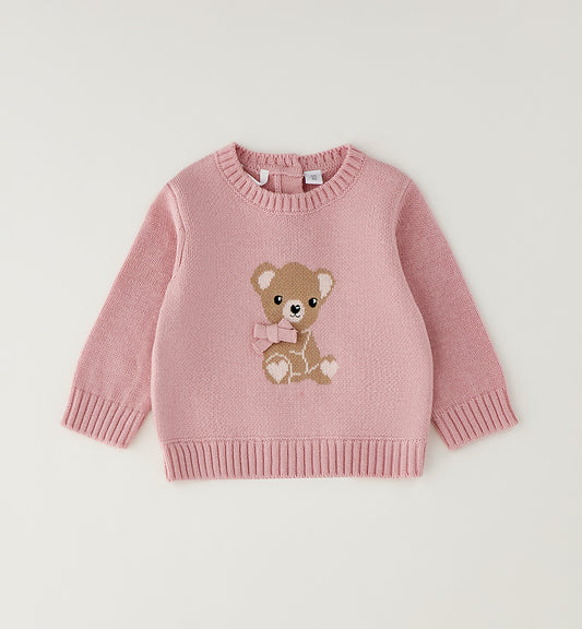 MINIBANDA - maglioncino orsetto rosa - invernale
