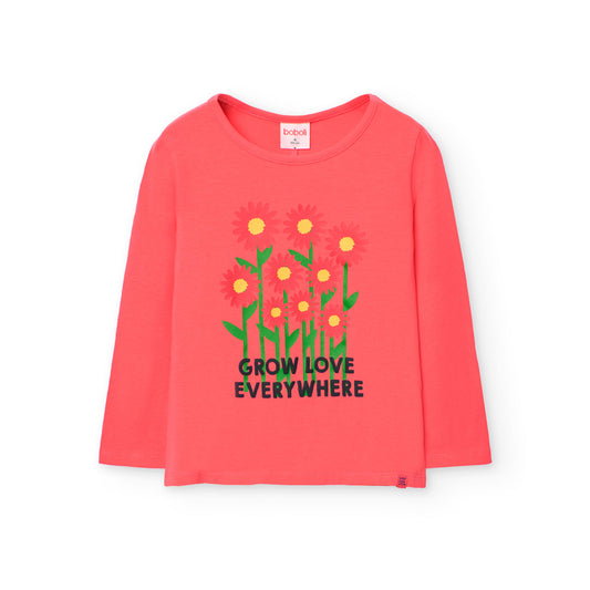 BOBOLI - t-shirt manica lunga fiori abbigliamento est 25 j - GIRL
