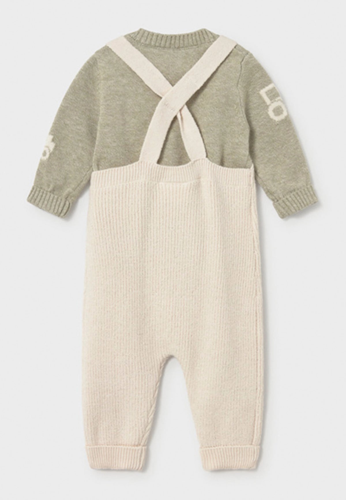 MAYORAL-completino salopette tricot avorio/verde-invernale