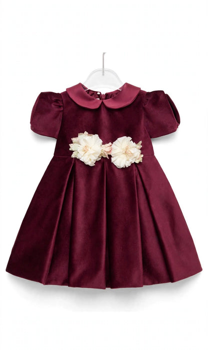 I&M - abito in velluto + fascia bordeaux- invernale