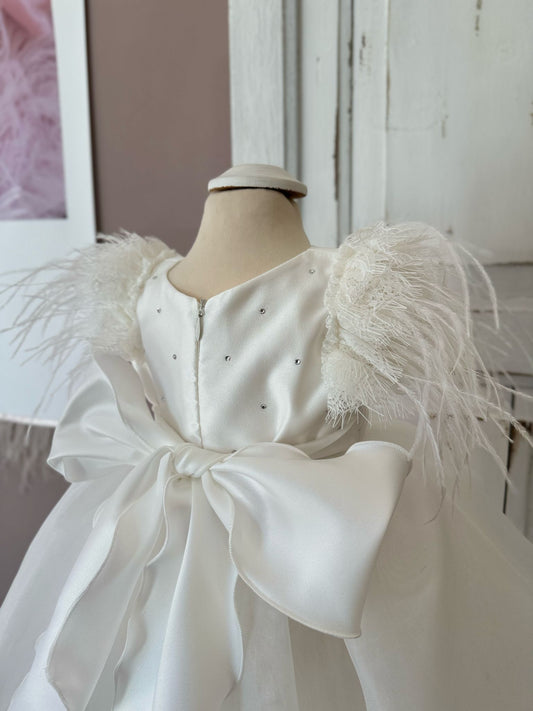 LES PETITES ENFANTES - abito cerimonia piume con fascia cerimonia est 25 b - GIRL