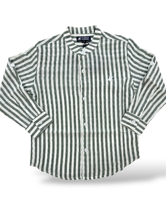 US GRAND POLO - camicia lino coreana righe verde abbigliamento est 25 j - BOY