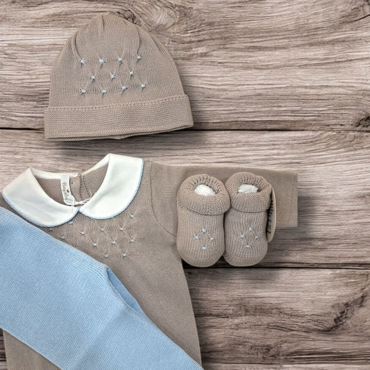 BABY LORD - completo 2pz + cuffietta + scarpine corredino est 25 - BOY