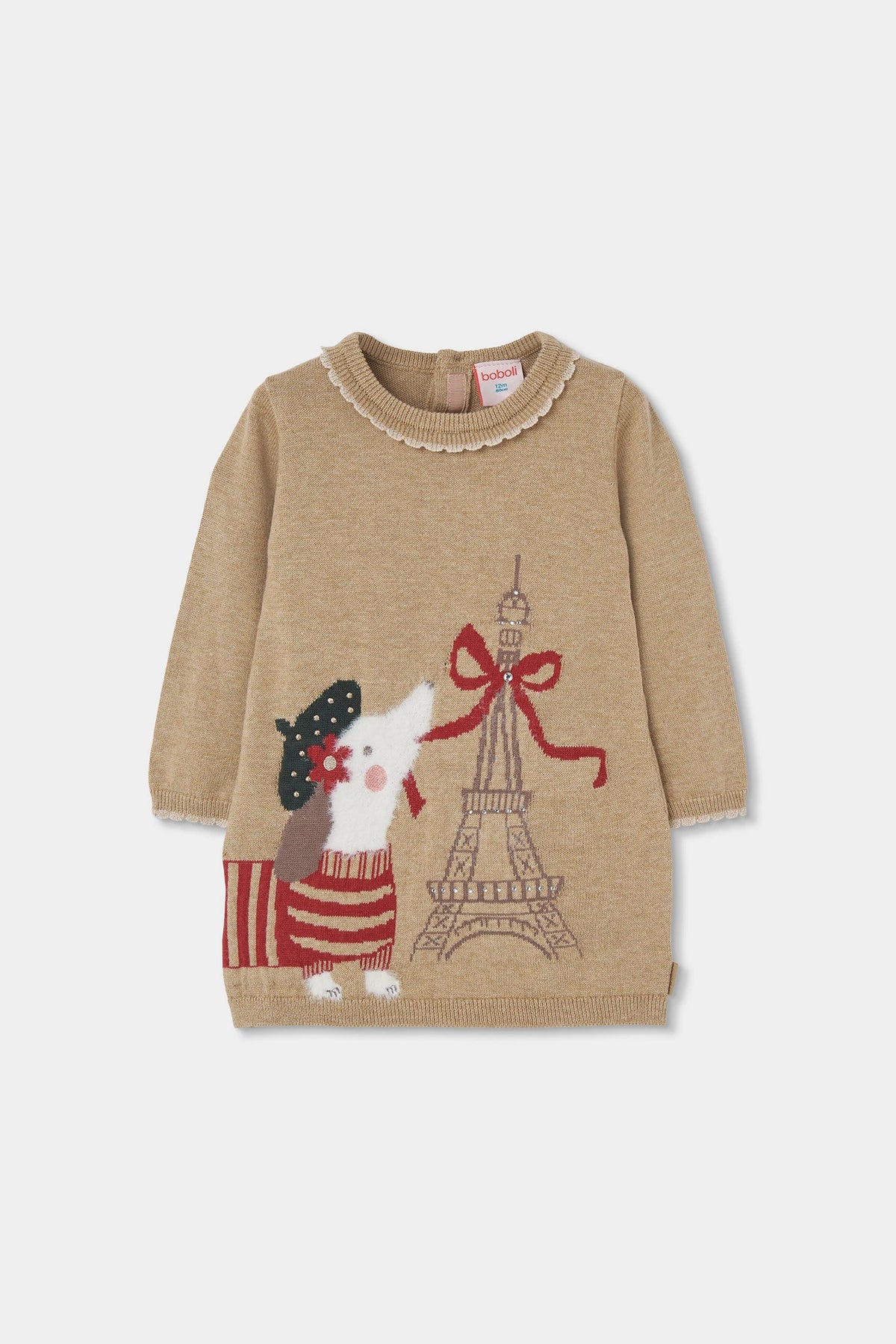 BOBOLI-abito maglia paris beige-invernale