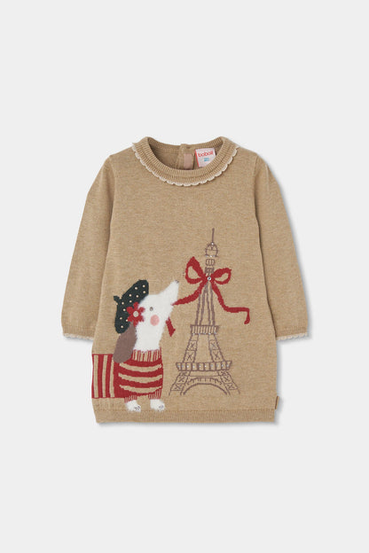 BOBOLI-abito maglia paris beige-invernale