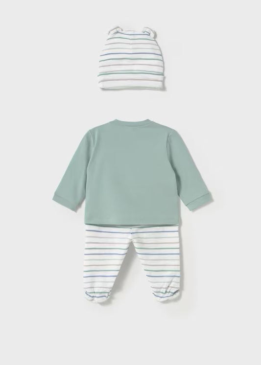 MAYORAL - completo 2pz + cuffietta orecchie cotone corredino est 25 - BOY
