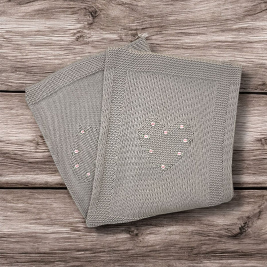 BABY LORD - coperta in filo di cotone cuori e rose corredino est 25 - GIRL
