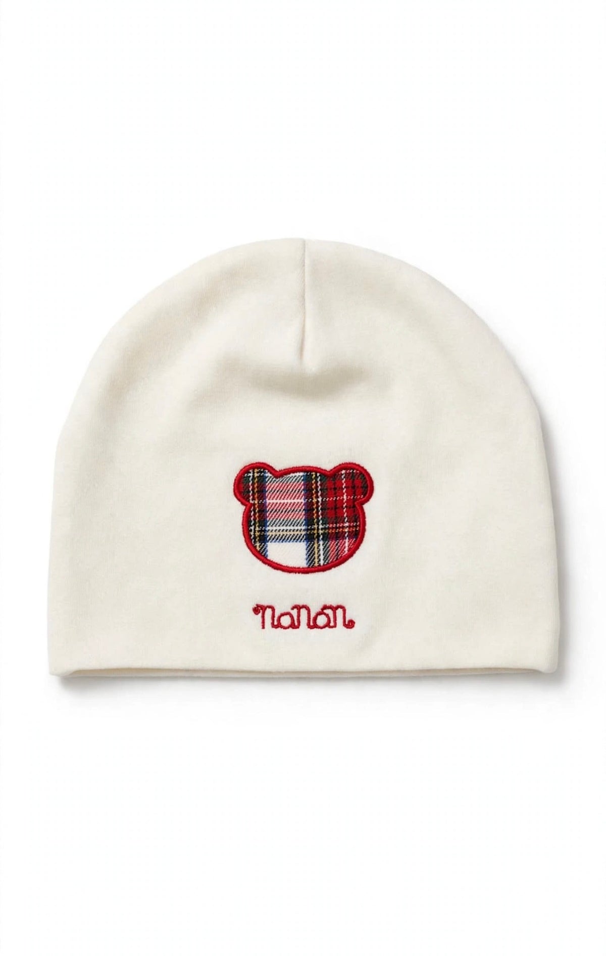 NANÁN - cuffietta orso tartan  bianco - invernale