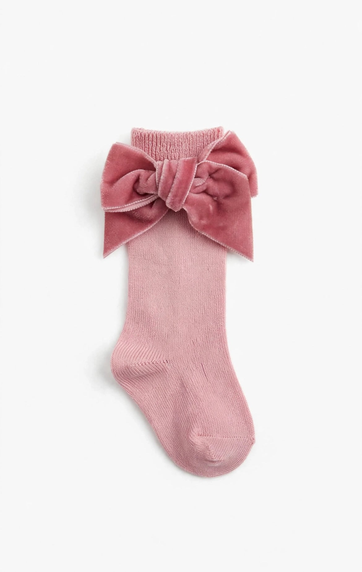 CONDOR-calzettone fiocco velluto rosa palo-invernale