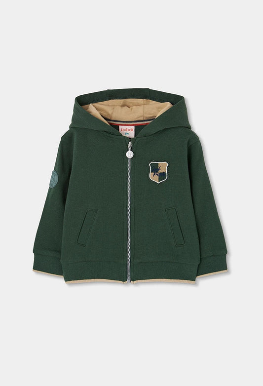 BOBOLI - felpa con zip verde - invernale
