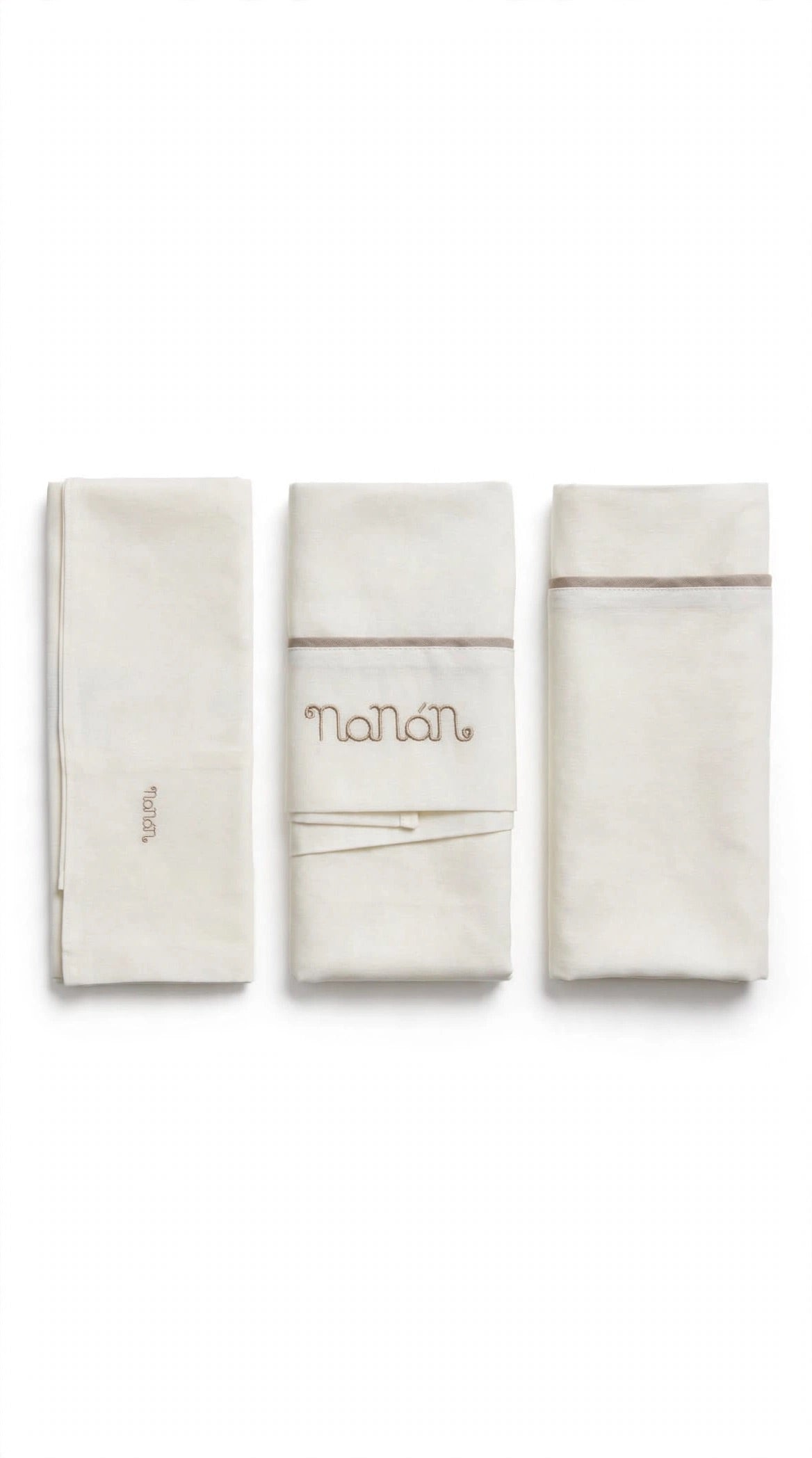 NANÁN - set lenzuolina bianco/beige