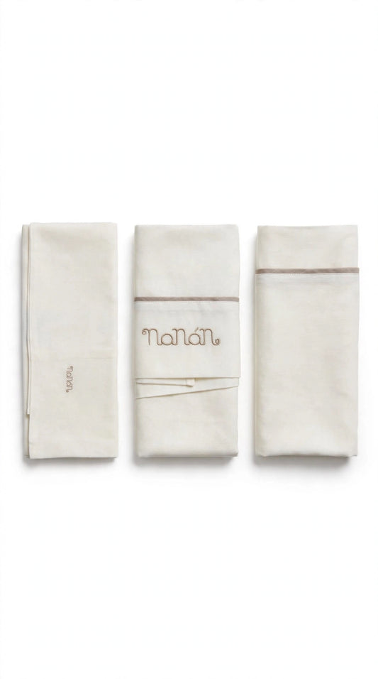 NANÁN - set lenzuolina bianco/beige
