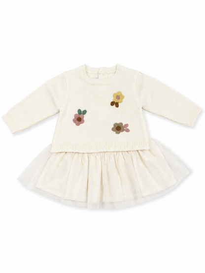 MAYORAL-vestitino tricot tulle panna-invernale