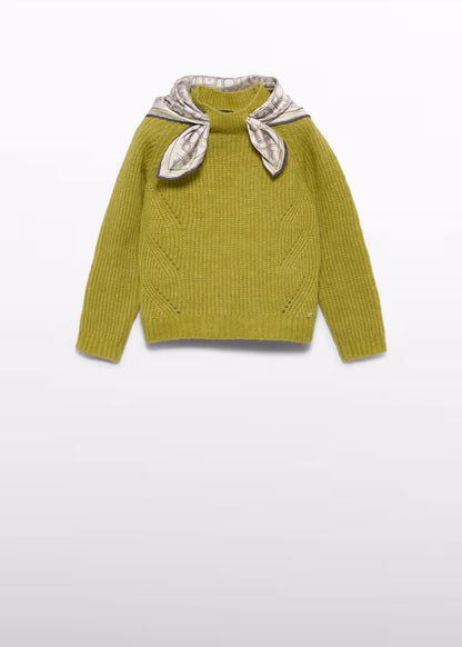 ABEL & LULA -  maglione foulard lime - invernale