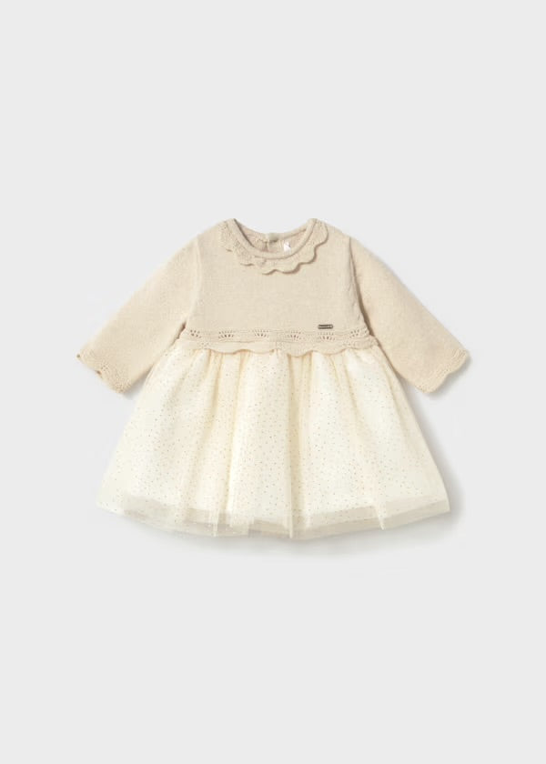 MAYORAL - vestito tricot tulle champagne- invernale