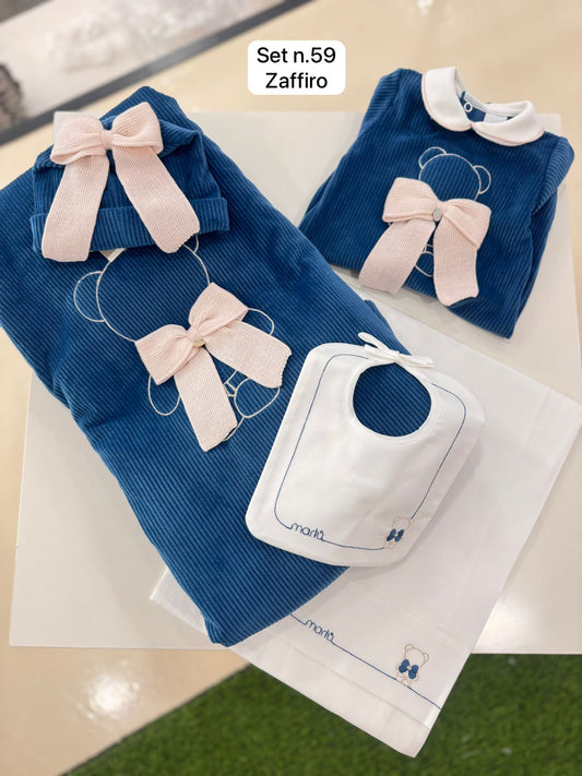 MARLU' - tutina orsetto ciniglia (set. 59 zaffiro) corredino invernale 25/26 - UNISEX