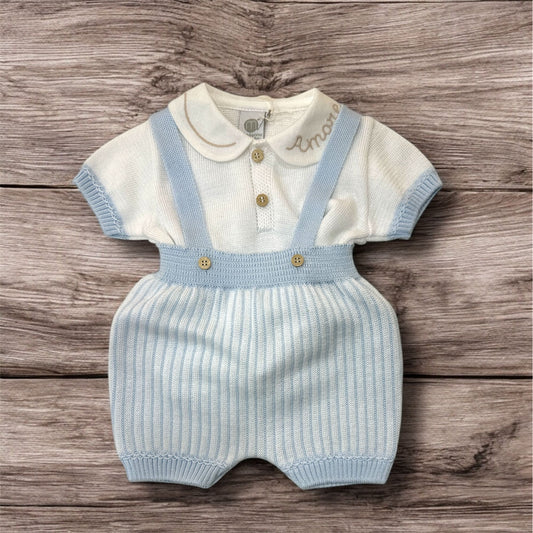 MARLU' - salopette 2pz in filo di cotone (set n.50) corredino est 25 - BOY