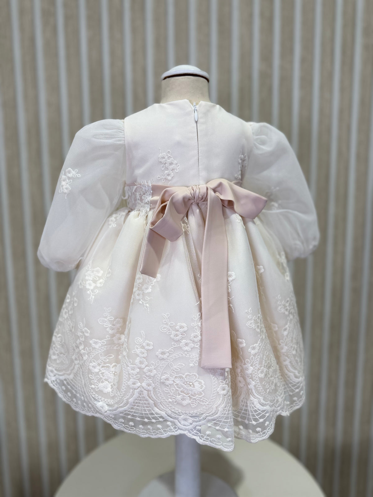 MARLÙ - abito cerimonia bimba + fascia vaniglia/rosa