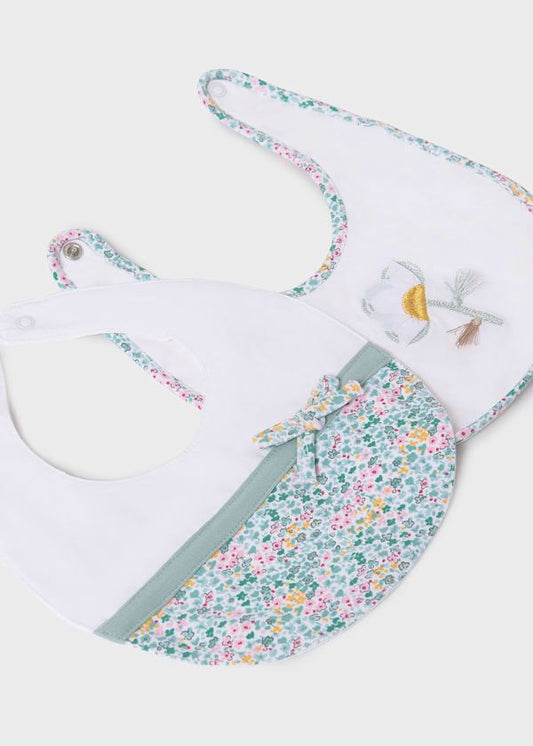 MAYORAL - set 2 bavette fantasia verde accessori corredino - GIRL