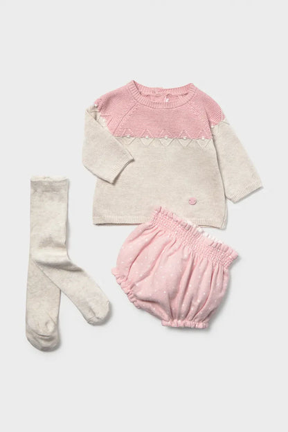 MAYORAL-completino short 3pz panna/rosa-invernale