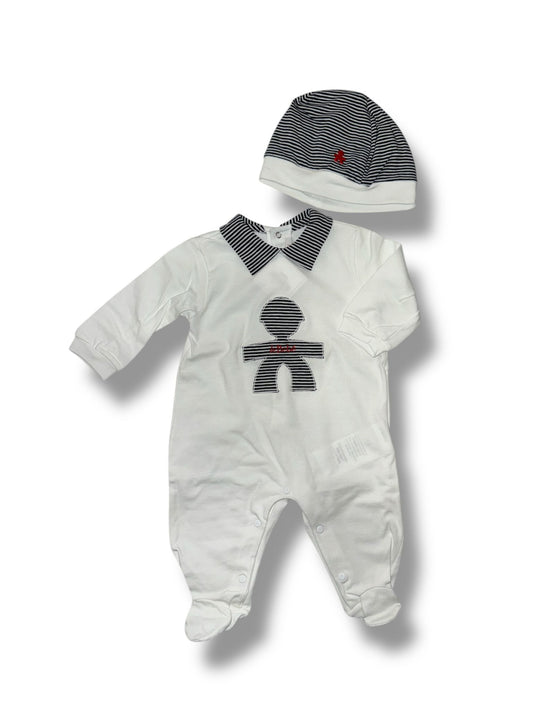 LE BEBE' - tutina + cuffietta cotone corredino - BOY
