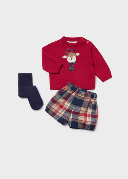 MAYORAL-completo shorts con calzamaglia renna rosso-invernale