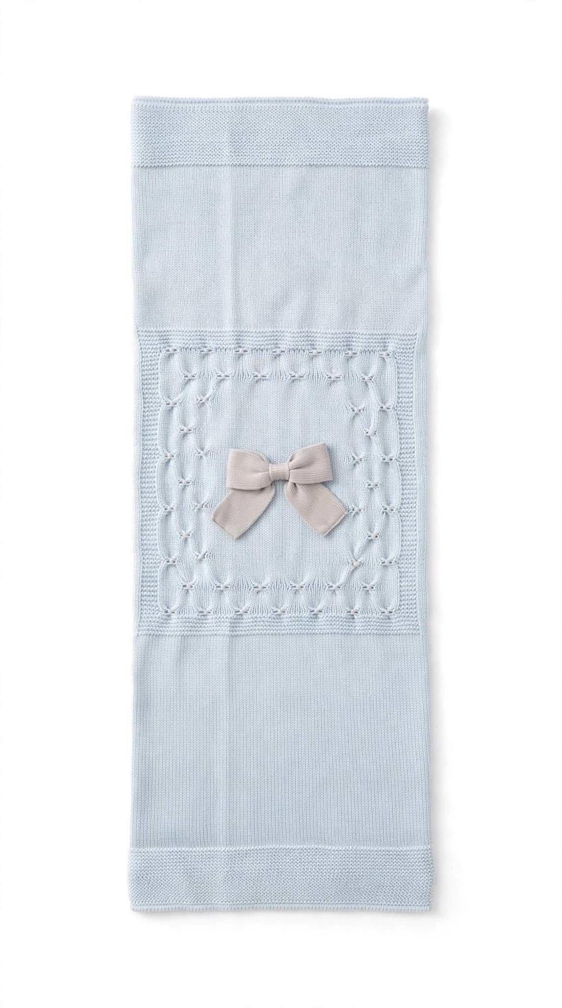 BABY LORD - coperta nido d'ape e fiocco lana 100% cielo/sabbia - invernale