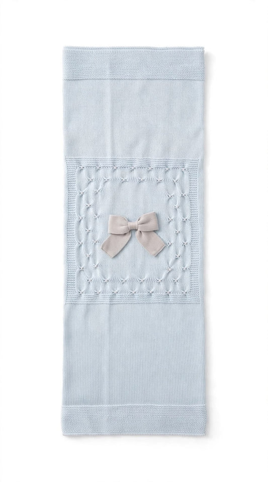 BABY LORD - coperta nido d'ape e fiocco lana 100% cielo/sabbia - invernale
