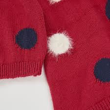 BOBOLI-abito in maglia pois rosso-invernale