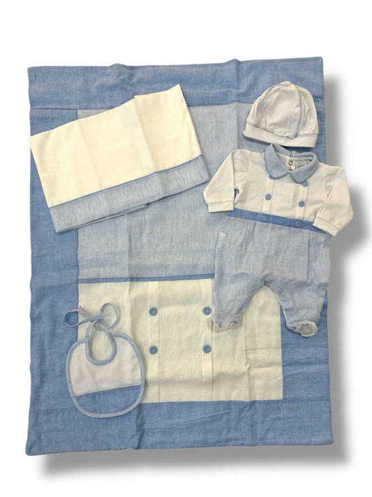 JUJU'BEBE' - coordinato prima nascita in cotone corredino est - BOY