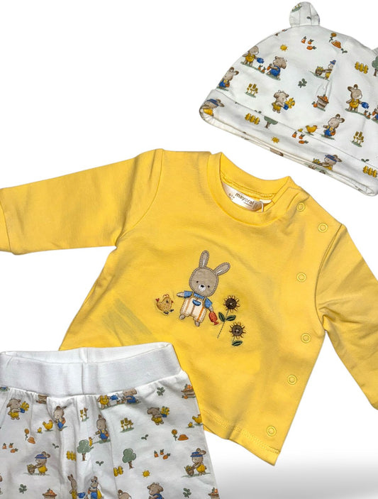 MAYORAL - completo 2pz + cuffietta orecchie cotone corredino est 25 - BOY