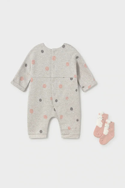 MAYORAL-tutina con calzino panna/rosa/grigio-invernale
