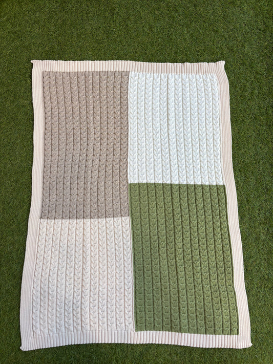 MARLÙ - copertina in lana 100% vaniglia/ tortora/ muschio ( set n 59) invernale