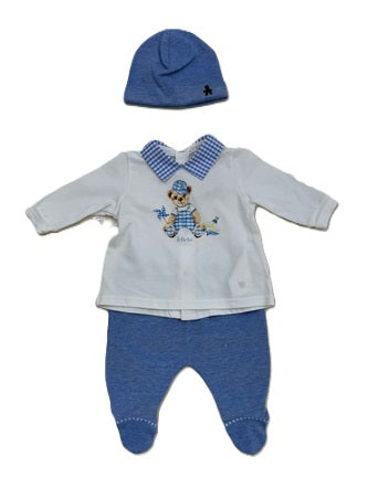 LE BEBE' - set coordinato 4 pezzi in cotone corredino - BOY