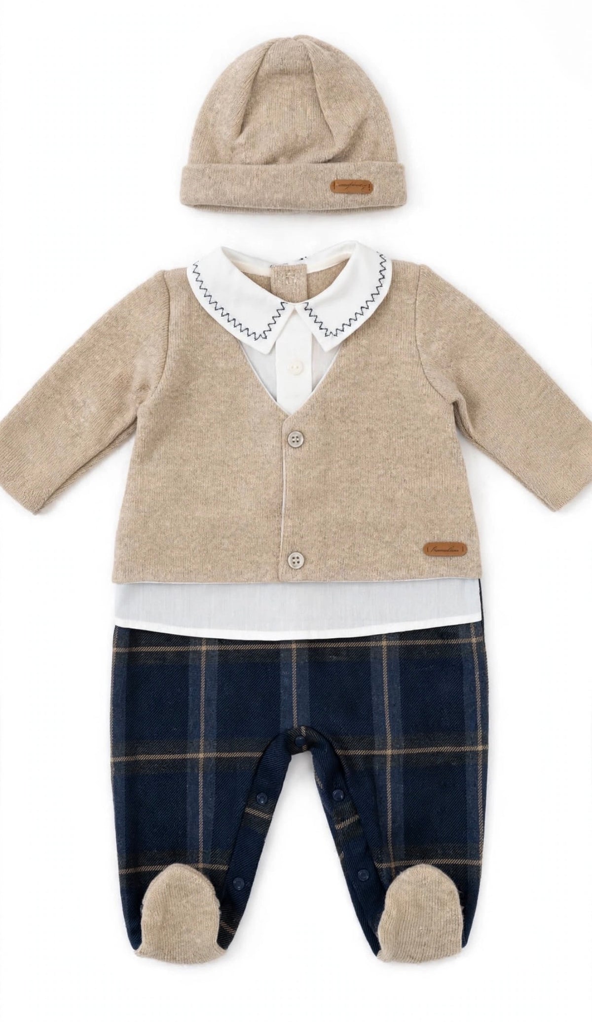 BARCELLINO - tutina + cappellino blu/beige - invernale